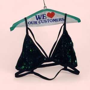 PrettyLittleThing Black Sequin Bralette